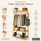Premium FSC bamboo clothes rail with reinforced frame smooth finish and solid construction