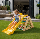 Montessori climbing frame with slide and climbing wall