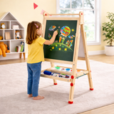 Kids Wooden Art Easel | Height Adjustable Montessori Folding Easel
