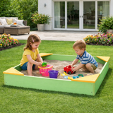 kids wooden sandpit with seats
