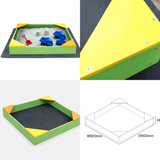 wooden kids sandpit with liner and cover
