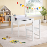 Children's Montessori Homework Desk & Ergonomic Spine-Supporting Chair | Paper Roll | White | 3 Years+