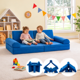 8 Piece Kids Play Couch | Sofa | Modular Soft Play Equipment | Foam Blocks | Blues