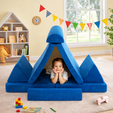 8 Piece Kids Play Couch | Sofa | Modular Soft Play Equipment | Foam Blocks | Blues