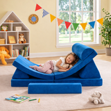 8 Piece Kids Play Couch | Sofa | Modular Soft Play Equipment | Foam Blocks | Blues