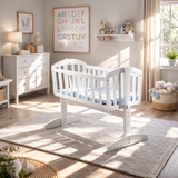 newborn rocking cradle white nursery crib
