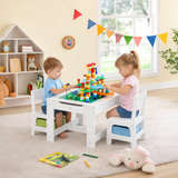 Kids 3-in-1 Wooden Table & Chairs | Reversible Top | Lego Board | Storage Drawers | 3 Years+