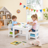 Kids 3-in-1 Wooden Table & Chairs | Reversible Top | Lego Board | Storage Drawers | 3 Years+