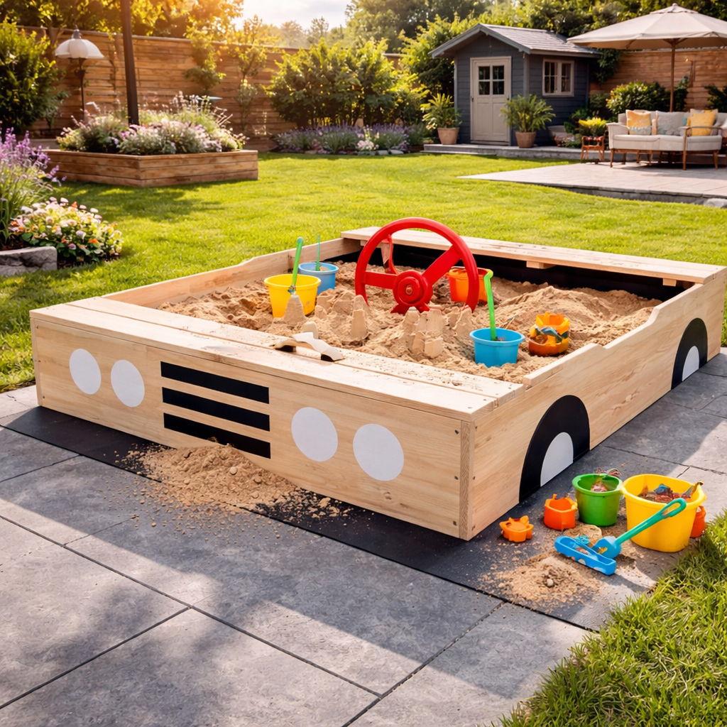 aufbewahrung sandspielzeug garten Großer, umweltfreundlicher, vorbehandelter Holz-Sandkasten für Kinder mit Abdeckung