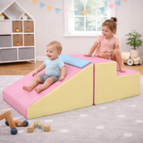 Small Soft Play Equipment | 2 Piece Montessori Climb & Slide Foam Play Set | Multiple Colour Options | 6m+