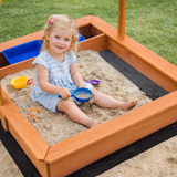 This kids sandpit comes with a drainage liner to allow drainage of water and to prevent weeds coming up through the sand