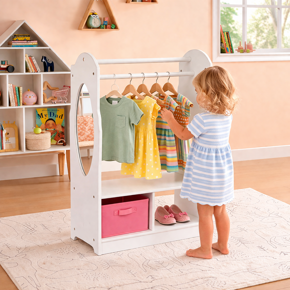 Kids Clothes Rail With Storage