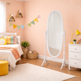 White Wooden Adjustable Full Length Free Standing Chival Dressing Mirror | 1.45m