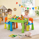 kids lego activity table with storage in bright colours