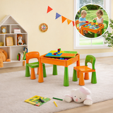 kids 5 in 1 activity table and chairs green orange