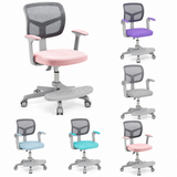 Kids adjustable desk chair with footrest and armrests in 5 colours