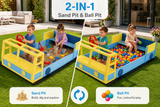 Kids Wooden Fire Engine Sandpit cum Ball Pit With Liner & Bench Seats