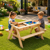 Wooden toddler sand and water play table for garden
