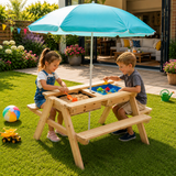 Kids sand and water picnic table with parasol (not included)