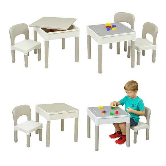 Kids 5-in-1 Table & 2 Chairs Set 