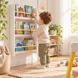 Rainbow Table and Chair & Bookshelf Set | White & Pink Kids Furniture Bundle