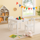 Kids Montessori White Natural Wood Table and 2 Chairs  3 to 7 years