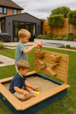 Grow With Me Wooden Sandpit with Play Wall | Sand & Water Wall