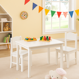 Scratch resistant white wood toddler table and chairs Montessori