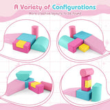 Montessori Soft Play Blocks | Pikler 6 Piece Foam Soft Play Set | Soft Play Slide & Bridge | Pastel Macaroon Set | 1-3 years
