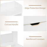 White desk with drawer and open storage compartment