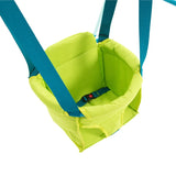 Space-saving baby swing folded away for storage