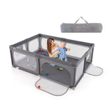 Box per bambini XXL e piscina di palline con 50 palline e borsa per il trasporto | Tessuto a rete traspirante | 2 x 1,5 m | Grigio scuro