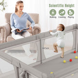 XXL Baby Playpen and Ball Pool with 50 Balls & Carry Bag | Breathable Mesh Fabric |  2.06m x 1.47m | Light grey