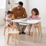 Montessori 100% Eco Wood Activity Table | White & Natural | 2-10 Years+