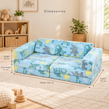 Glow in the Dark Dinosaur Kids Sofa | Modular Foam Play Couch with Washable Covers