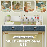 Children's Art Desk & Chair Set with Drawers, Shelf & Paper Roll Holder | White