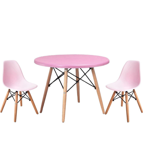 Eames DSW Design-Inspired Toddler Contemporary Wooden Table & 2 Chairs | Soft Pink