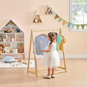 Solid Eco Natural Pine Wooden Montessori Clothes Rail | Dress Up Rail | Natural |96cm high