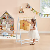 100% Eco Natural Pine Wooden Montessori Clothes Rail | Dress Up Rail | Natural/White | 96cm high