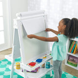 Deluxe Easel | Double Sided Whiteboard & Chalkboard Painting Easel with Paper Roll | Spill-proof Pots | White