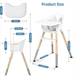 Deluxe Easy-Clean & Ergonomic Baby High Chair | Removable Tray | 5 Point Harness | White