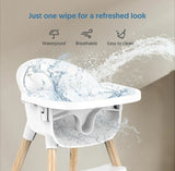 Deluxe Ergonomic Baby High Chair | Removable Tray | 5 Pt Safety Harness | White