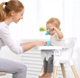 Easy-Clean & Ergonomic Baby High Chair | Removable Tray | 5 Pt Safety Harness | White