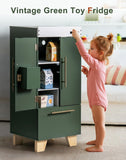 Vintage Green Montessori Toy Fridge | Realistic Role Play Appliance for Children