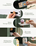 Deluxe Wooden Toy Fridge | Montessori Style | Green Finish with Built-In Play Coffee Station