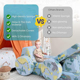 Glow-in-the-Dark Soft Fleece Pikler Large Sofa & Soft Play Set for Home | Removable & Washable | Dinosaurs