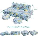 Glow-in-the-Dark Soft Fleece Pikler Large Sofa & Soft Play Set for Home | Removable & Washable | Dinosaurs