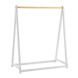100% Eco Natural Pine Wooden Montessori Clothes Rail | Dress Up Rail | Natural/White | 96cm | 3-99 years