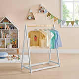 100% Eco Natural Pine Wooden Montessori Clothes Rail | Dress Up Rail | Natural/White | 96cm high