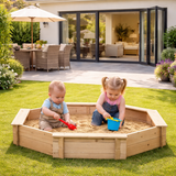 Large Montessori Hexagonal Eco Wooden Sandpit with FREE Cover | 1.4m diameter